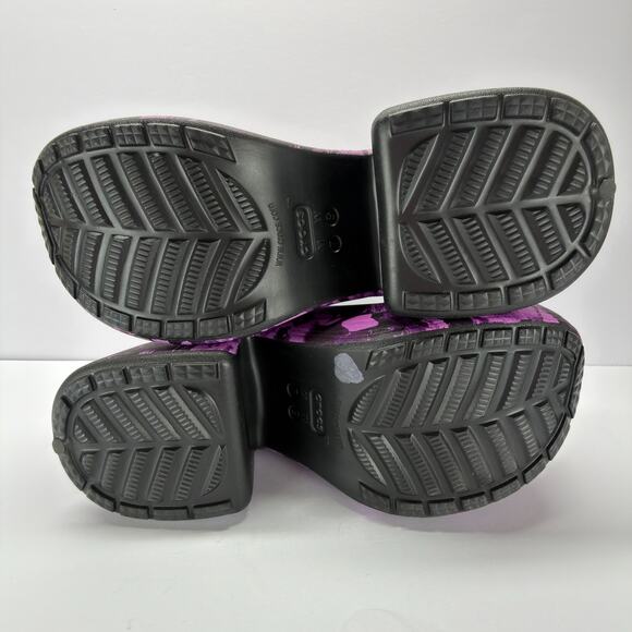 Crocs Siren Hyper Floral Clog Purple Black Women Size 9 High Heel 4" Mules Retro - Picture 8 of 13